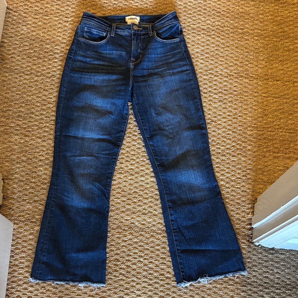 L'AGENCE Kendra High Rise Cropped Jeans - Dark Blue Worn once Size 24